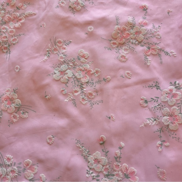 Vintage Size XS/2 Princess Style Pink Floral Maxi Dress with Bow Back - Picture 5 of 9